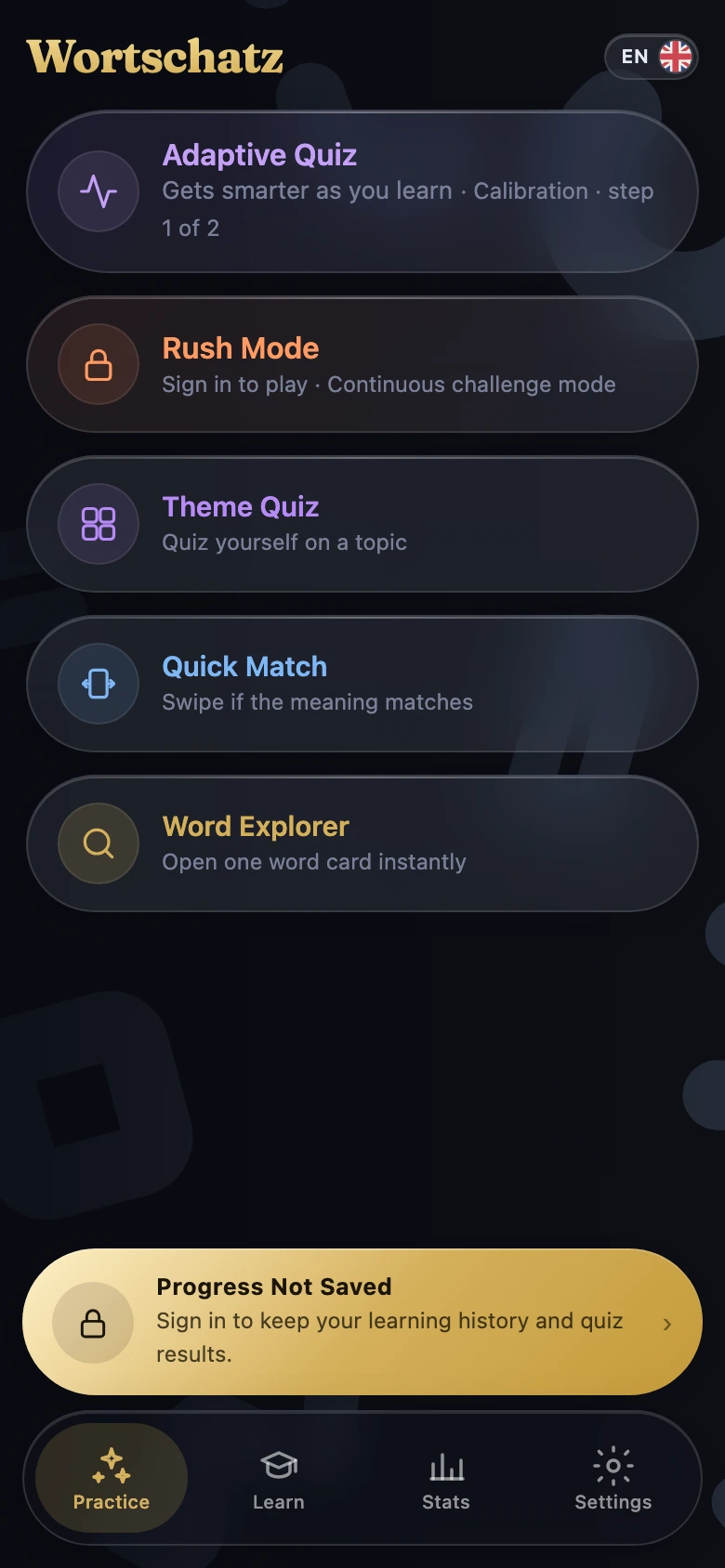 Practice — German vocabulary practice